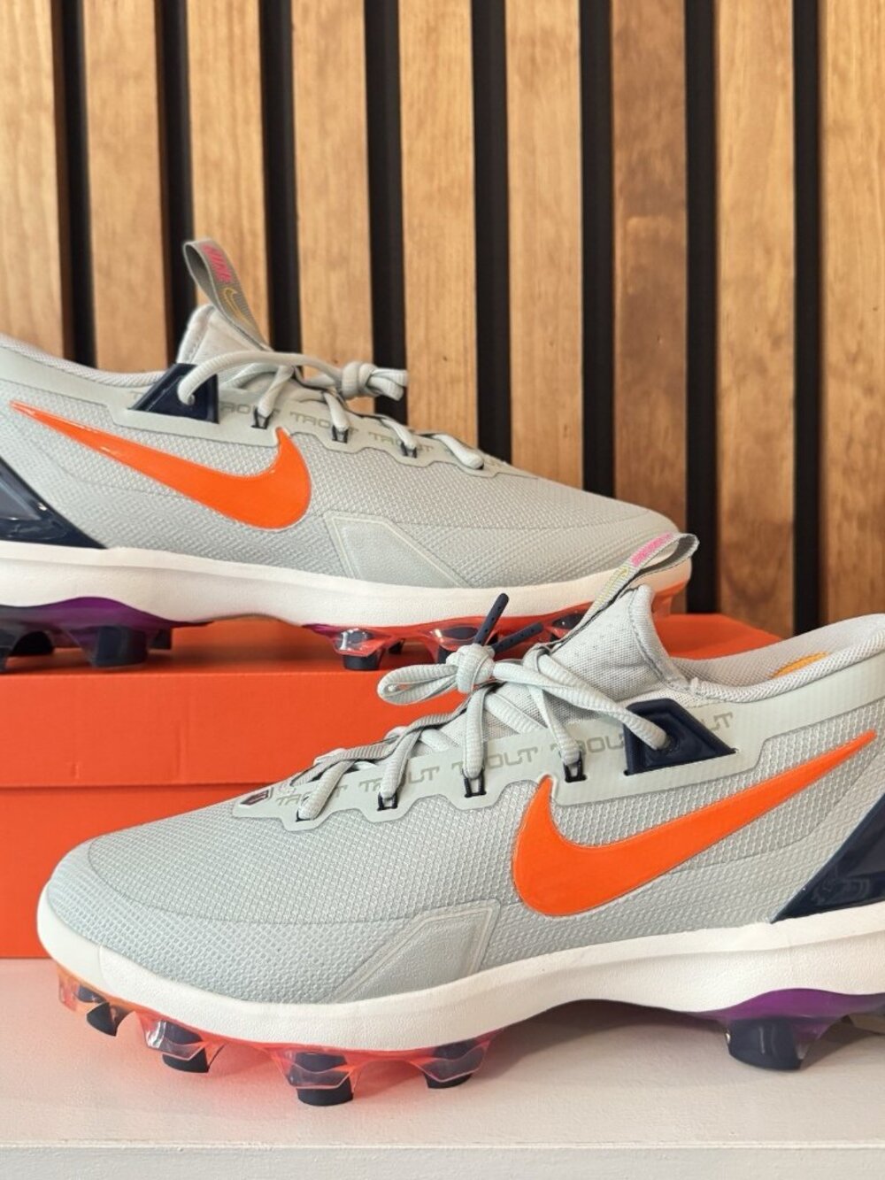 SIZE 10.5 MENS - Nike Trout 9 Elite MCS Baseball Cleats Orange Grey HF1116-001